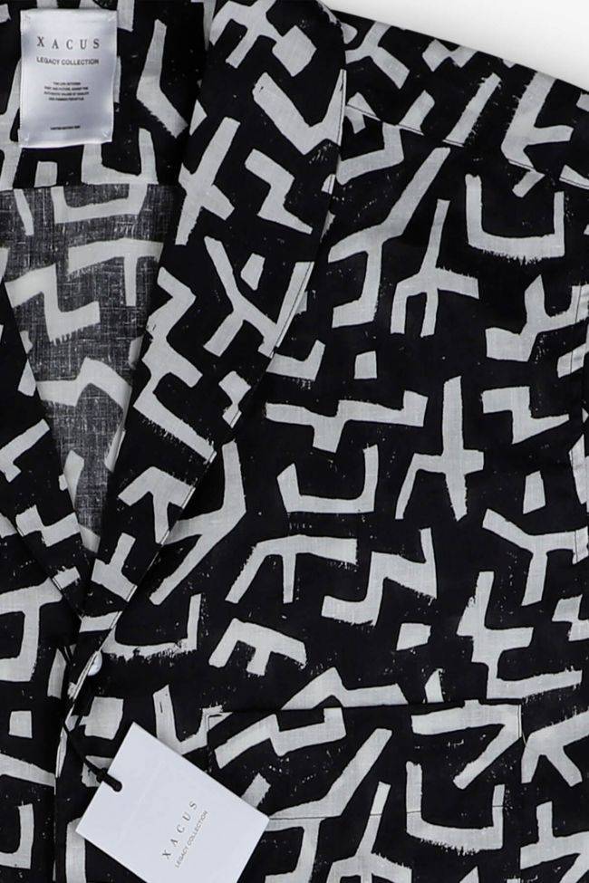 Xacus Hemd Herren Xacus Classic Muster 60% Leinen 40% Baumwolle Kragen Hawaiikragen Kurze Ärmel