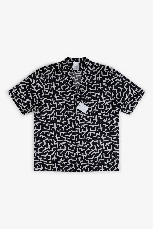 xacus Hemd Herren Xacus Classic Muster 60% Leinen 40% Baumwolle kragen Hawaiikragen Kurze Ärmel