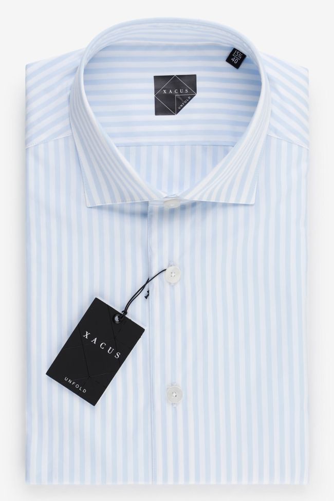 Xacus Hemd Herren Xacus Classic Streifen 100% Baumwolle Kragen Französisch Lange Ärmel