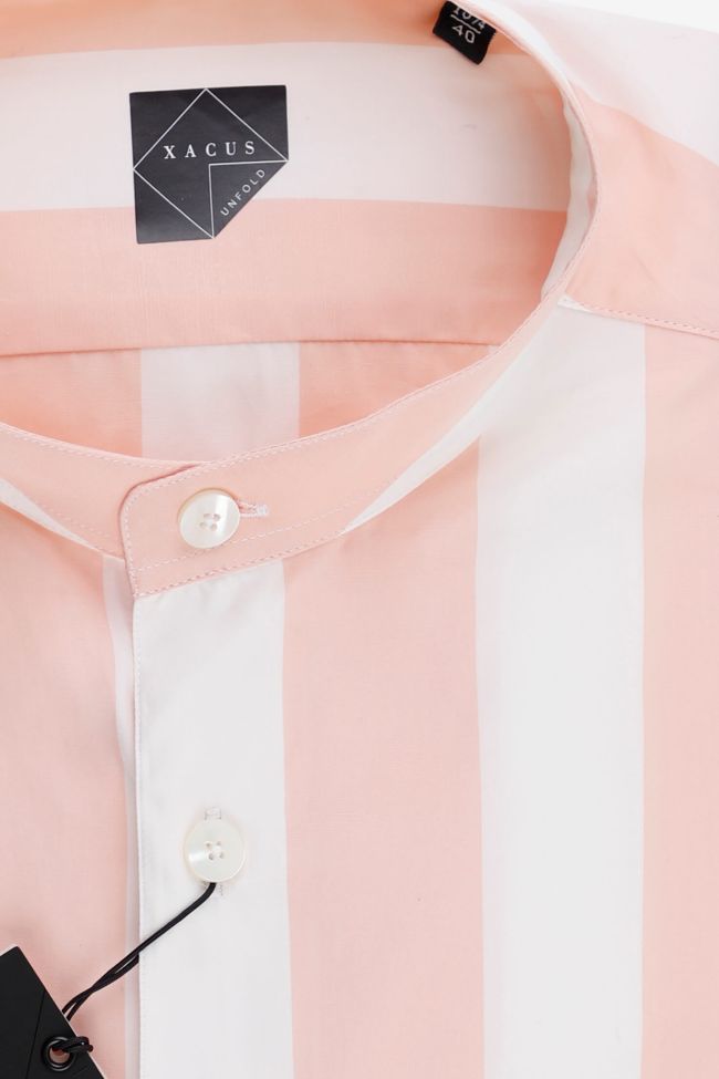 Xacus Hemd Herren Xacus Classic Streifen 100% Baumwolle Kragen Mandarinkragen Lange Ärmel