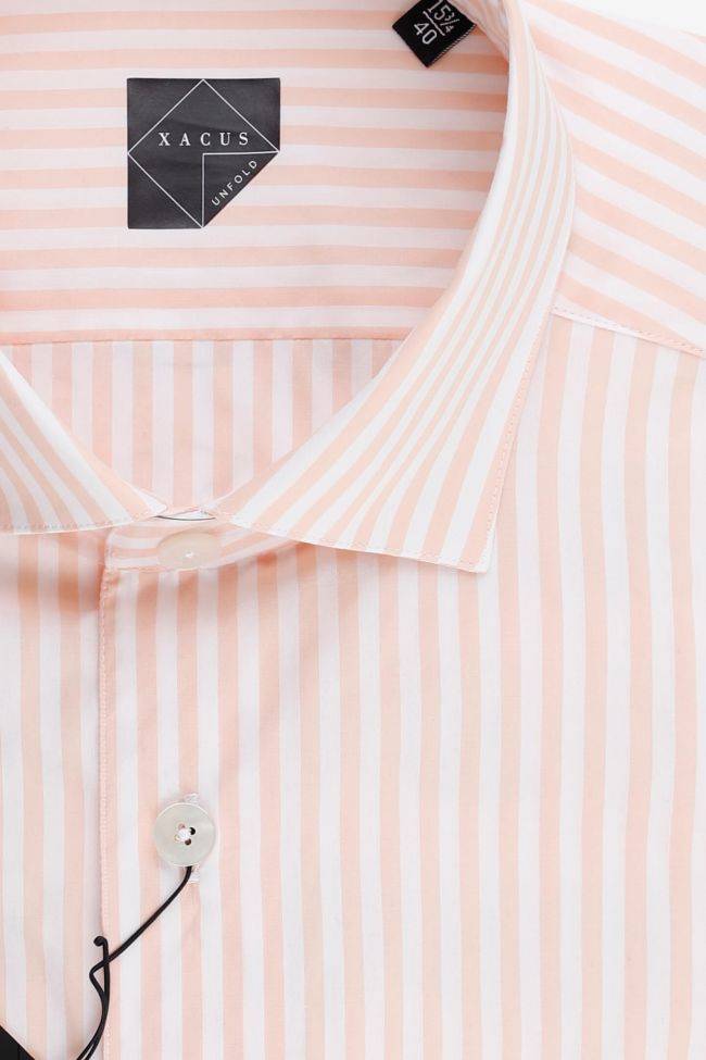 Xacus Hemd Herren Xacus Classic Streifen 100% Baumwolle Kragen Französisch Lange Ärmel
