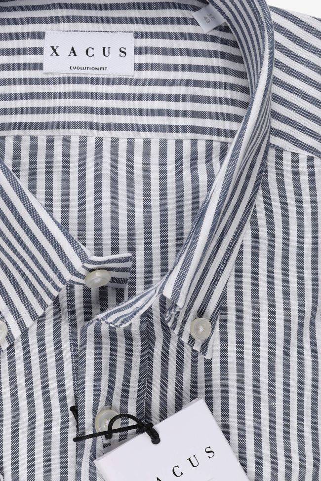Xacus Hemd Herren Xacus Classic Streifen 55% Cotton 45% Hemp Kragen Französisch Lange Ärmel