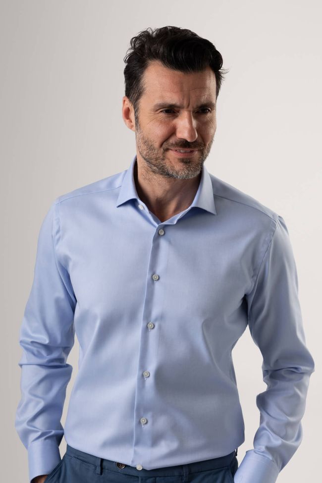 Xacus Hemd Herren Xacus Regular Bügelfreie Einfarbig 100% Baumwolle Kragen Französisch Lange Ärmel