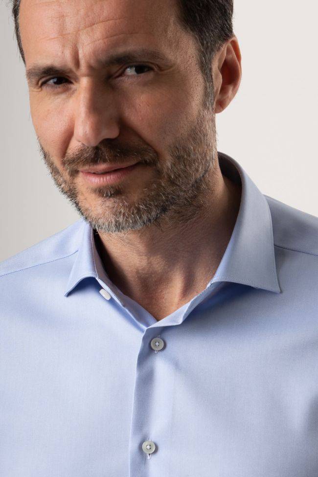 Xacus Hemd Herren Xacus Regular Bügelfreie Einfarbig 100% Baumwolle Kragen Französisch Lange Ärmel