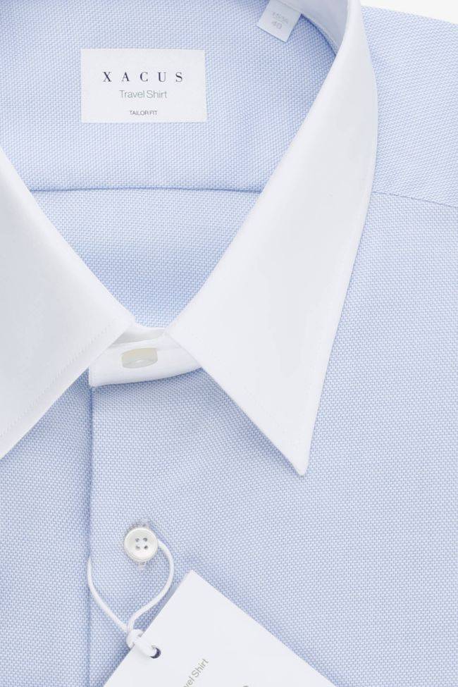 Xacus Hemd Herren Xacus Regular Bügelfreie Einfarbig 100% Baumwolle Kragen Italienisch Lange Ärmel