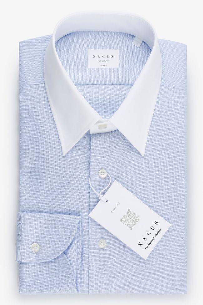 xacus Hemd Herren Xacus Regular Bügelfreie Einfarbig 100% Baumwolle kragen Italienisch Lange Ärmel