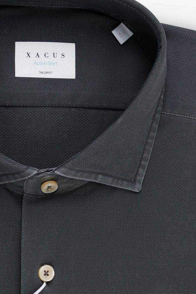 Xacus Hemd Herren Xacus Regular Bügelfreie Einfarbig 86% Polyamide 14% Elastane Kragen Französisch Lange Ärmel