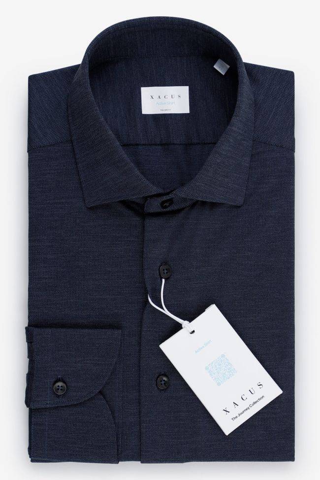 xacus Hemd Herren Xacus Regular Bügelfreie Halb Unifarben 86% poliammide 14% elastan kragen Italienisch Lange Ärmel