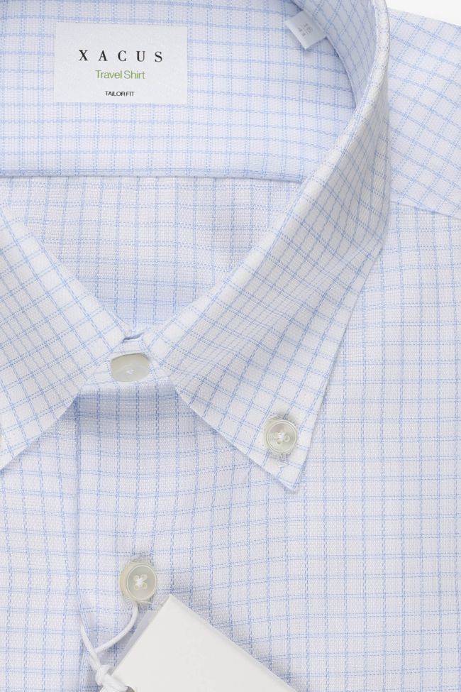 Xacus Hemd Herren Xacus Regular Bügelfreie Karo 100% Bio-Baumwolle Kragen Button-Down Lange Ärmel