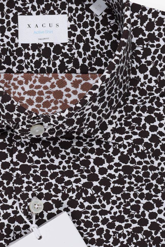 Xacus Hemd Herren Xacus Regular Bügelfreie Muster 86% Poliammide 14% Elastan Kragen Französisch Lange Ärmel