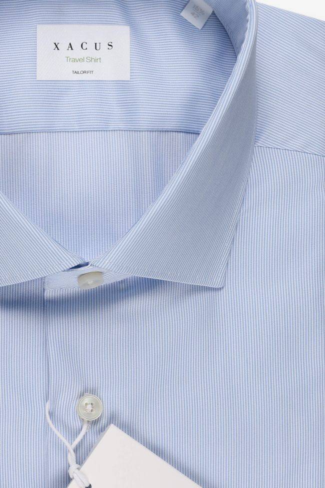 Xacus Hemd Herren Xacus Regular Bügelfreie Streifen 100% Bio-Baumwolle Kragen Französisch Lange Ärmel