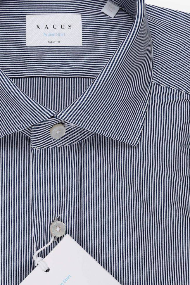 Xacus Hemd Herren Xacus Regular Bügelfreie Streifen 83% Polyamide 17% Elastane Kragen Französisch Lange Ärmel