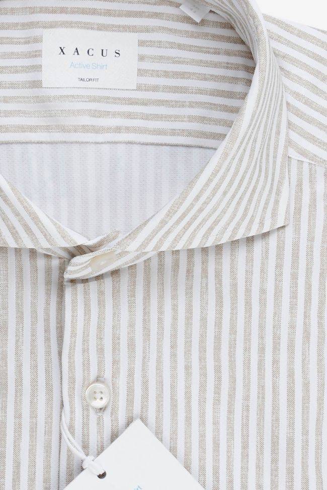 Xacus Hemd Herren Xacus Regular Bügelfreie Streifen 86% Poliammide 14% Elastan Kragen Französisch Lange Ärmel