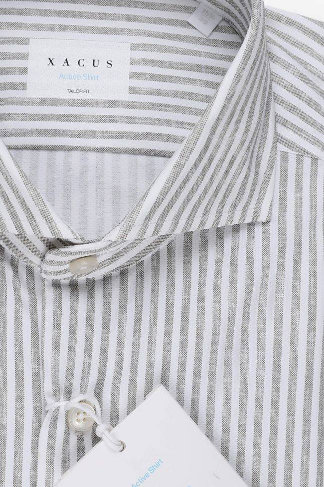 Xacus Hemd Herren Xacus Regular Bügelfreie Streifen 86% Poliammide 14% Elastan Kragen Französisch Lange Ärmel