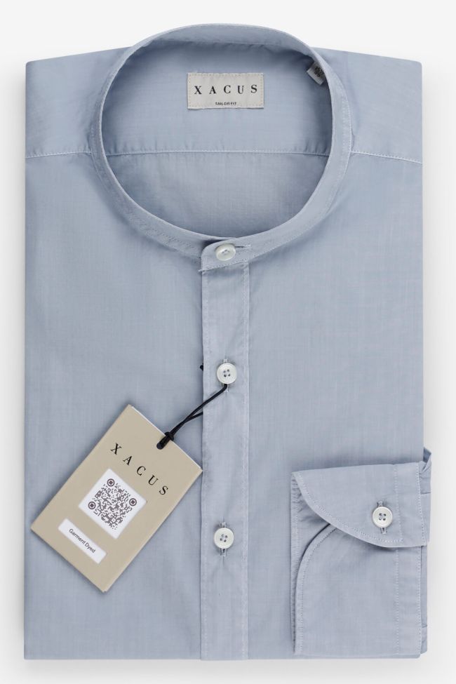 xacus Hemd Herren Xacus Regular Einfarbig 100% Baumwolle kragen Mandarinkragen Lange Ärmel