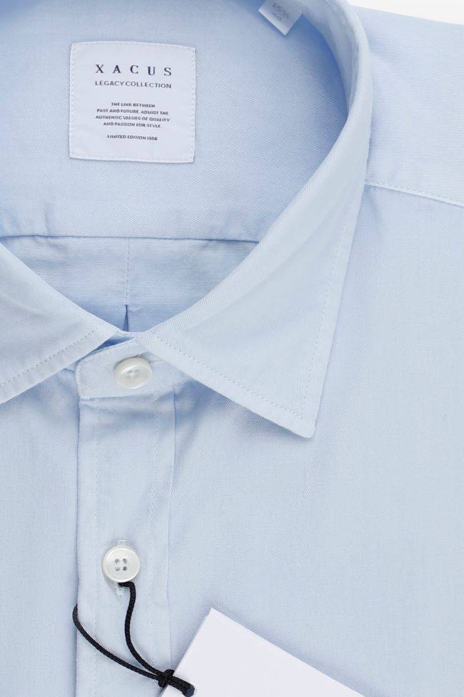 Xacus Hemd Herren Xacus Regular Einfarbig 100% Baumwolle Kragen Italienisch Lange Ärmel