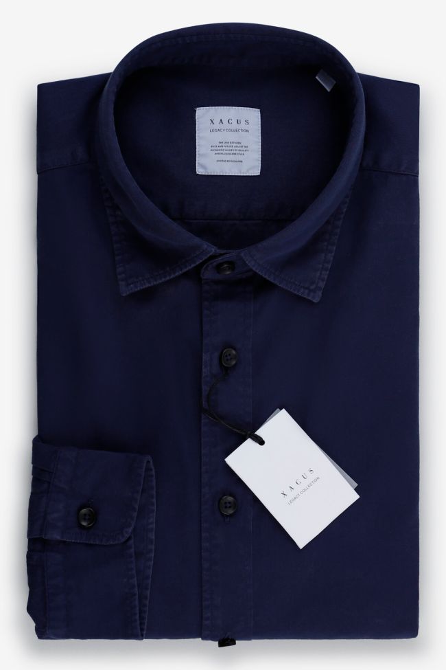 xacus Hemd Herren Xacus Regular Einfarbig 100% Baumwolle kragen Round Lange Ärmel