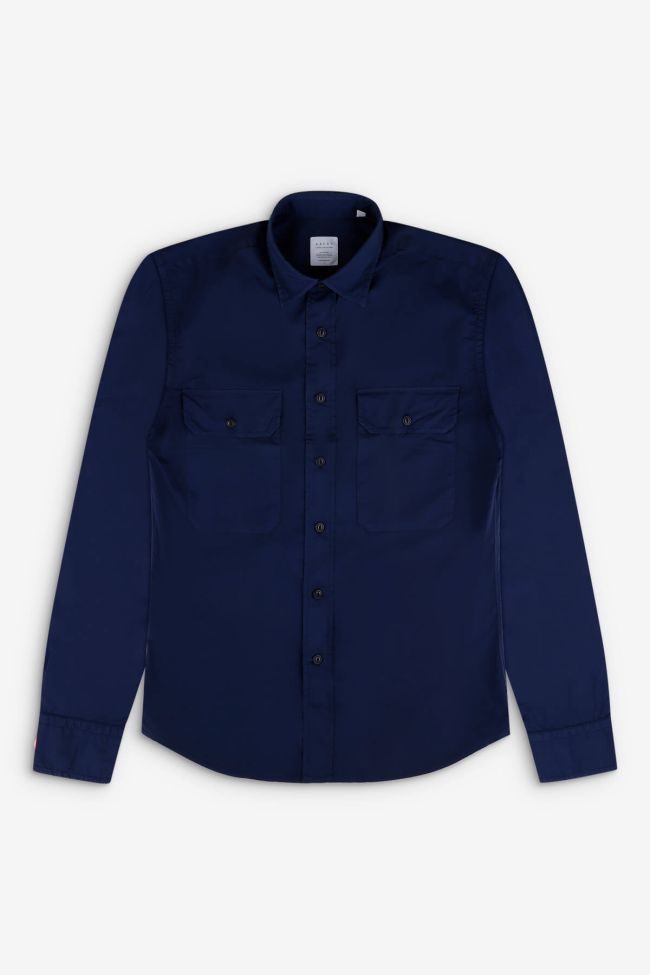 Xacus Hemd Herren Xacus Regular Einfarbig 100% Baumwolle Kragen Italienisch Lange Ärmel