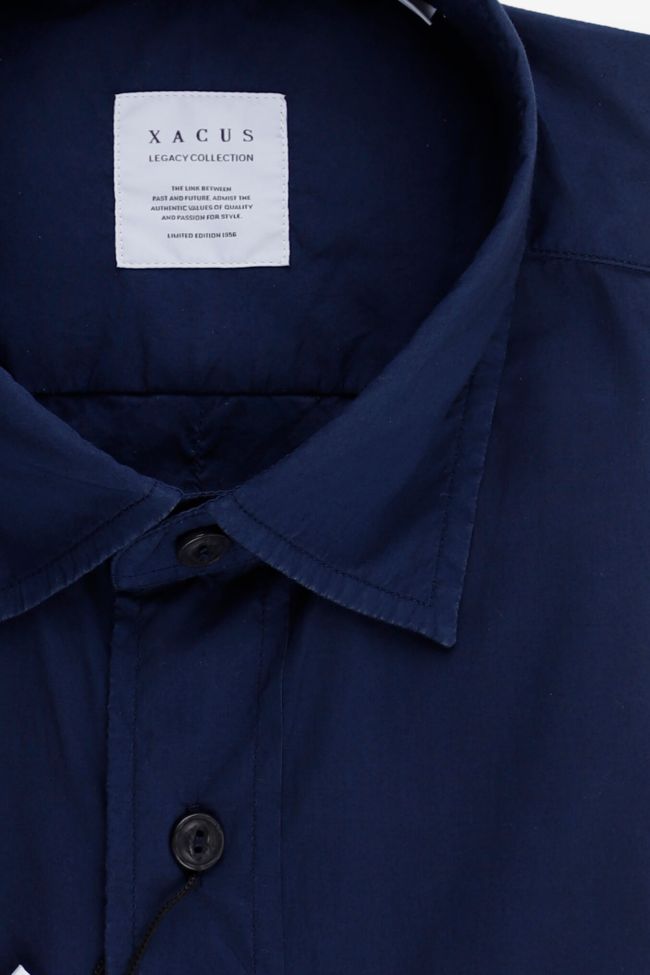 Xacus Hemd Herren Xacus Regular Einfarbig 100% Baumwolle Kragen Italienisch Lange Ärmel