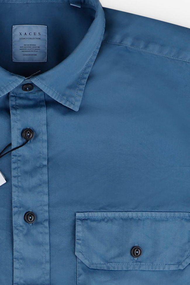 Xacus Hemd Herren Xacus Regular Einfarbig 100% Baumwolle Kragen Italienisch Lange Ärmel