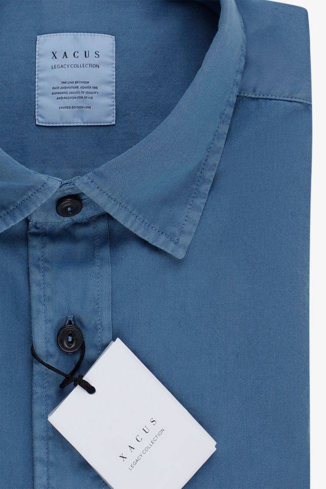 Xacus Hemd Herren Xacus Regular Einfarbig 100% Baumwolle Kragen Italienisch Lange Ärmel