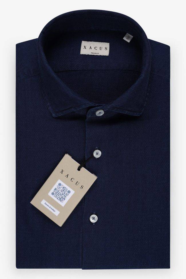 xacus Hemd Herren Xacus Regular Einfarbig 100% Baumwolle kragen Französisch Lange Ärmel