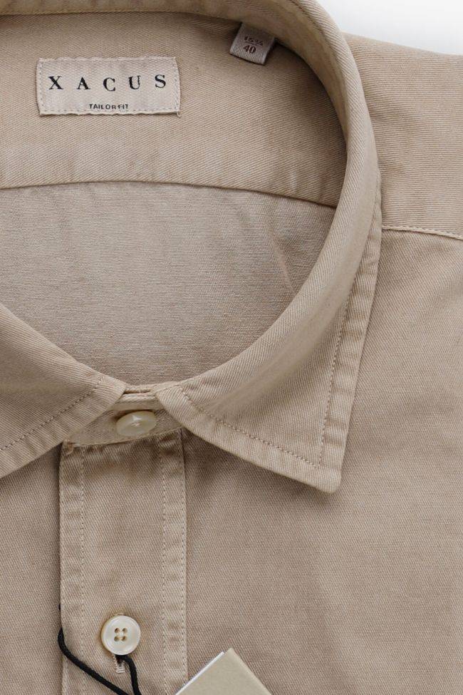 Xacus Hemd Herren Xacus Regular Einfarbig 100% Baumwolle Kragen Italienisch Lange Ärmel
