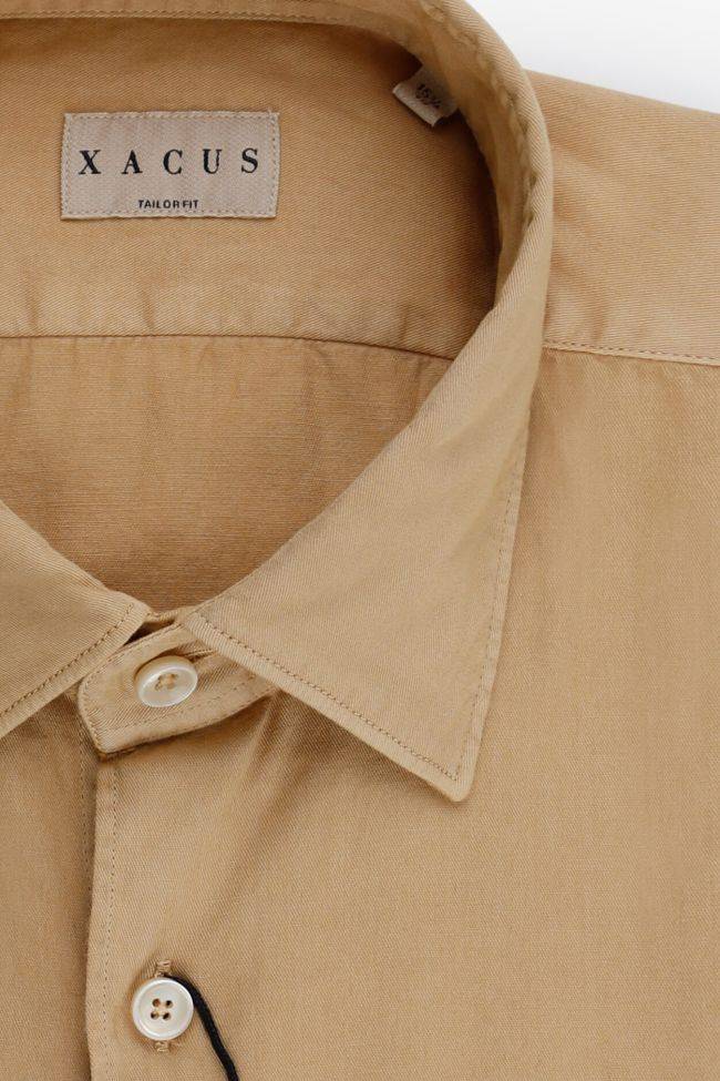 Xacus Hemd Herren Xacus Regular Einfarbig 100% Baumwolle Kragen Italienisch Lange Ärmel