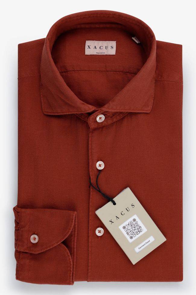 xacus Hemd Herren Xacus Regular Einfarbig 100% Baumwolle gewaschen kragen Französisch Lange Ärmel