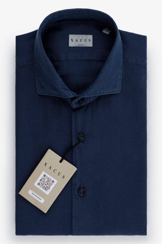 Xacus Hemd Herren Xacus Regular Einfarbig 100% Baumwolle Kragen Französisch Lange Ärmel