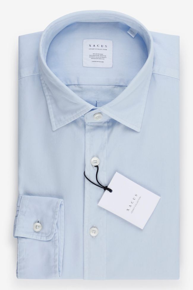 xacus Hemd Herren Xacus Regular Einfarbig 100% Baumwolle kragen Italienisch Lange Ärmel