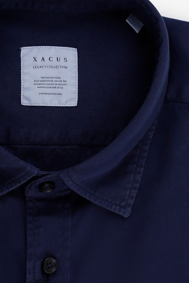 Xacus Hemd Herren Xacus Regular Einfarbig 100% Baumwolle Kragen Round Lange Ärmel