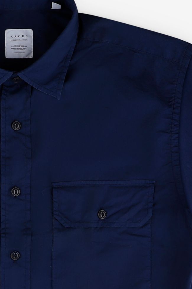 Xacus Hemd Herren Xacus Regular Einfarbig 100% Baumwolle Kragen Italienisch Lange Ärmel