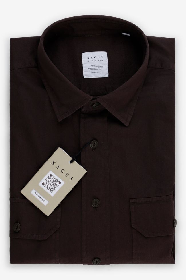 Xacus Hemd Herren Xacus Regular Einfarbig 100% Baumwolle Kragen Italienisch Lange Ärmel