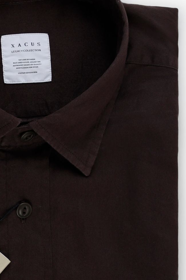 Xacus Hemd Herren Xacus Regular Einfarbig 100% Baumwolle Kragen Italienisch Lange Ärmel