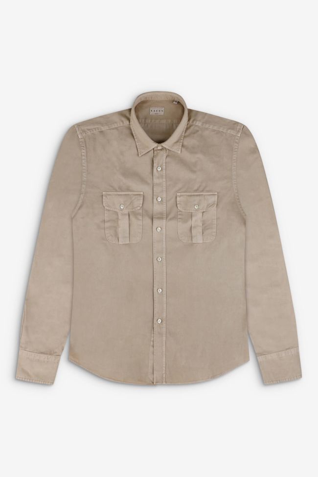 Xacus Hemd Herren Xacus Regular Einfarbig 100% Baumwolle Kragen Italienisch Lange Ärmel