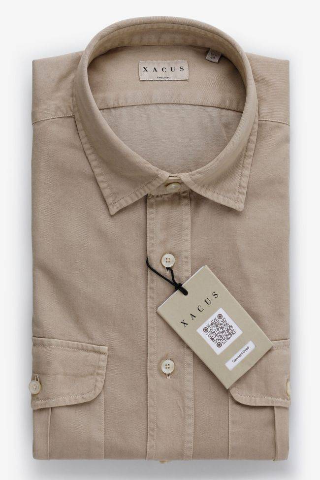 xacus Hemd Herren Xacus Regular Einfarbig 100% Baumwolle kragen Italienisch Lange Ärmel