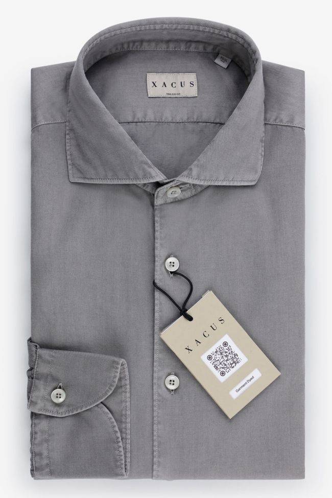 xacus Hemd Herren Xacus Regular Einfarbig 100% Baumwolle gewaschen kragen Französisch Lange Ärmel