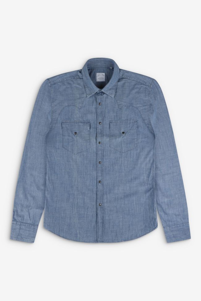 Xacus Hemd Herren Xacus Regular Einfarbig 100% Baumwolle Kragen Italienisch Lange Ärmel