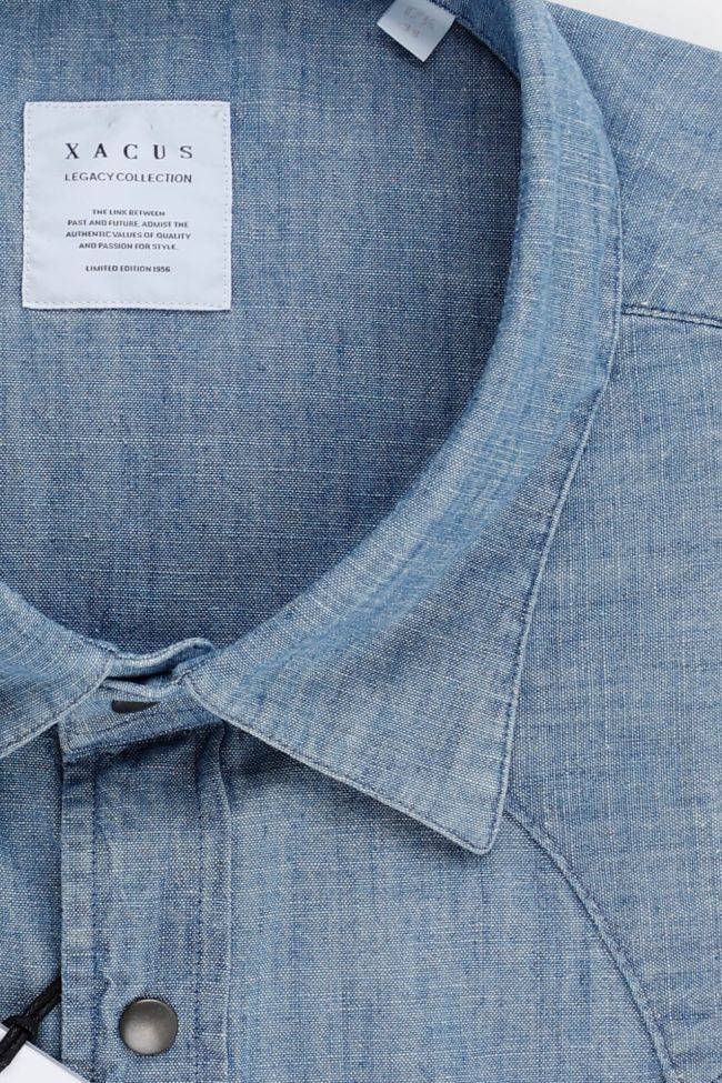 Xacus Hemd Herren Xacus Regular Einfarbig 100% Baumwolle Kragen Italienisch Lange Ärmel