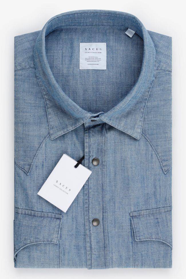 xacus Hemd Herren Xacus Regular Einfarbig 100% Baumwolle kragen Italienisch Lange Ärmel