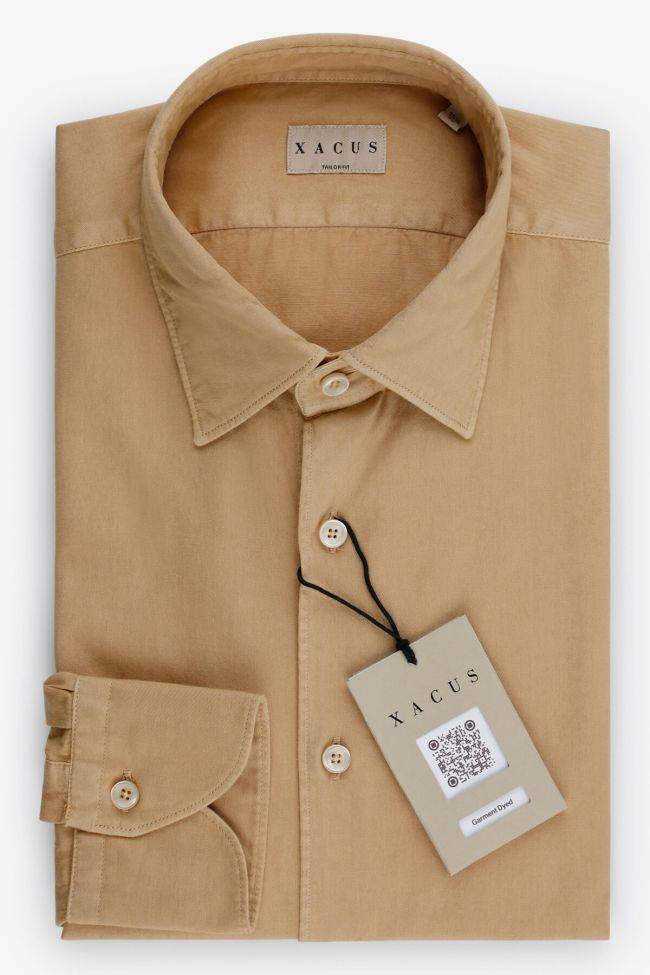 xacus Hemd Herren Xacus Regular Einfarbig 100% Baumwolle kragen Italienisch Lange Ärmel