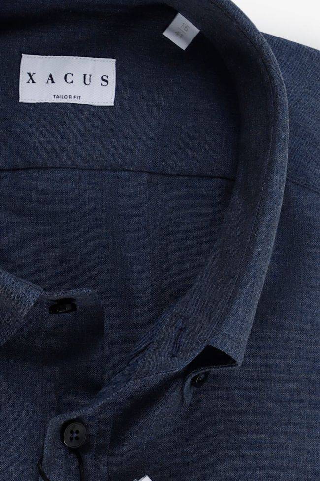 Xacus Hemd Herren Xacus Regular Einfarbig 100% Baumwolle Kragen Button-Down Lange Ärmel