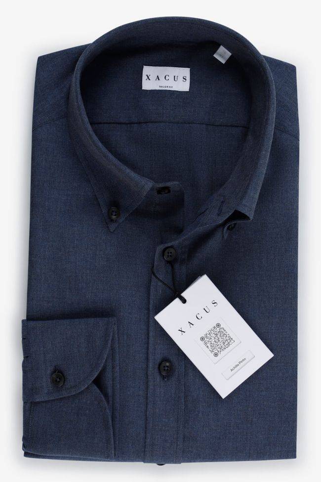 xacus Hemd Herren Xacus Regular Einfarbig 100% Baumwolle kragen Button-Down Lange Ärmel