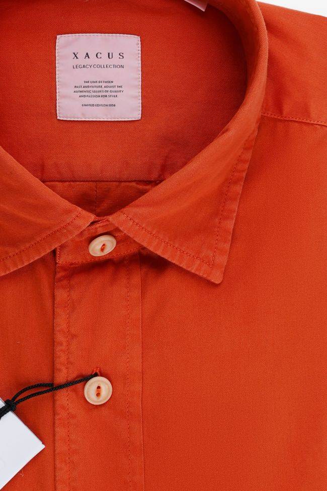 Xacus Hemd Herren Xacus Regular Einfarbig 100% Baumwolle Kragen Italienisch Lange Ärmel