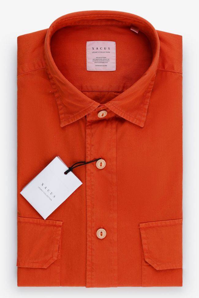 xacus Hemd Herren Xacus Regular Einfarbig 100% Baumwolle kragen Italienisch Lange Ärmel