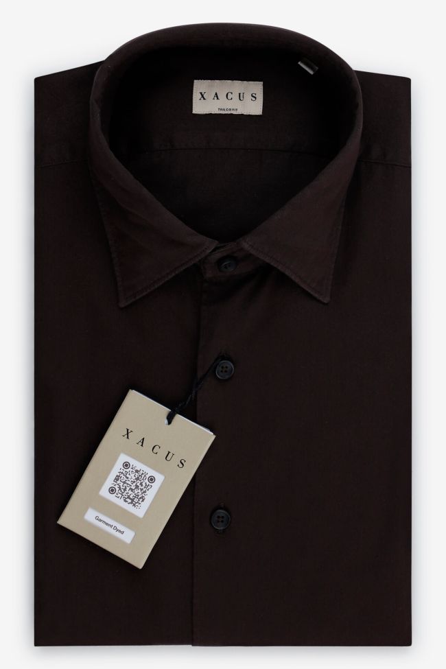 Xacus Hemd Herren Xacus Regular Einfarbig 100% Baumwolle Kragen Italienisch Lange Ärmel
