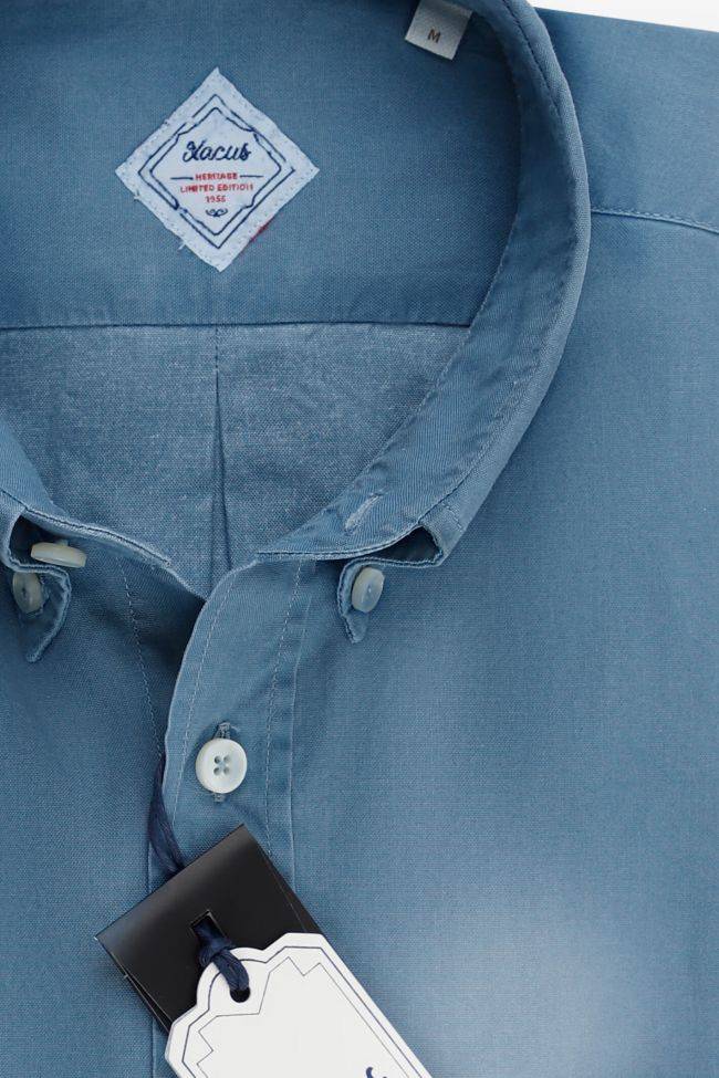 Xacus Hemd Herren Xacus Regular Einfarbig 100% Baumwolle Kragen Button-Down Lange Ärmel