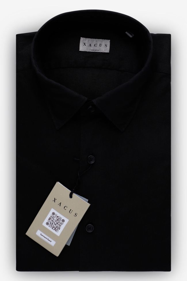 Xacus Hemd Herren Xacus Regular Einfarbig 100% Baumwolle Kragen Italienisch Lange Ärmel