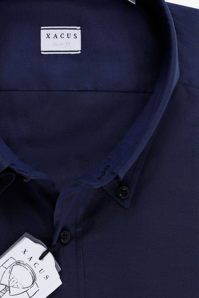 Xacus Hemd Herren Xacus Regular Einfarbig 100% Baumwolle Kragen Button-Down Lange Ärmel